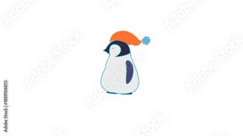Animated Penguin Character Walking on White Background