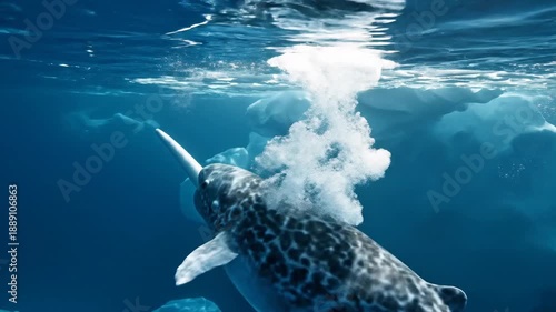 Narwhal Surfaces in Icy Arctic Waters