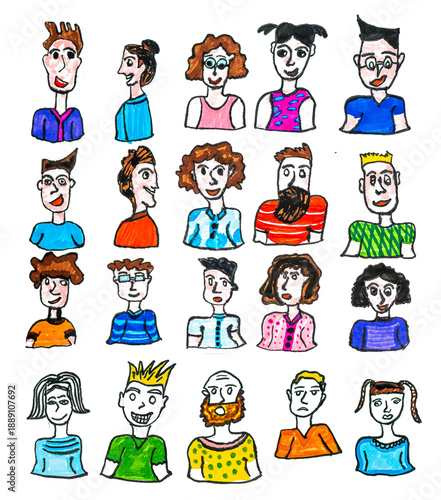 Wallpaper Mural set of cartoon people	 Torontodigital.ca