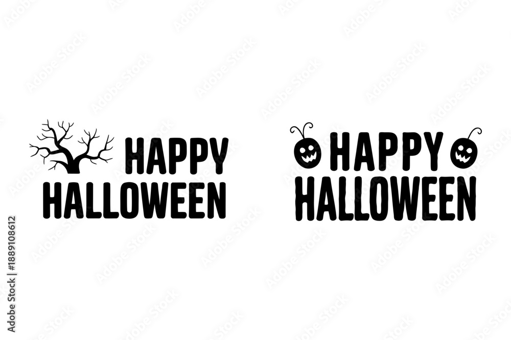 Obraz premium A minimalist Halloween vector graphic with Happy Halloween text