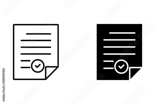 Document Page with a Checkmark Icon, Document Check Mark, Check, File, Archive, Multimedia document file folder data icon illustration.