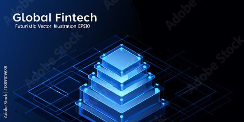Global fintech a futuristic vector illustration showcasing interconnected data layers