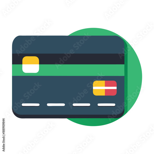 Stylish debit card sits against a rounded green background adding a modern touch