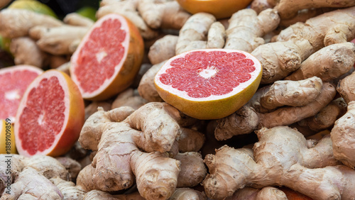 Grapefruit and ginger at a street market in Istanbul.