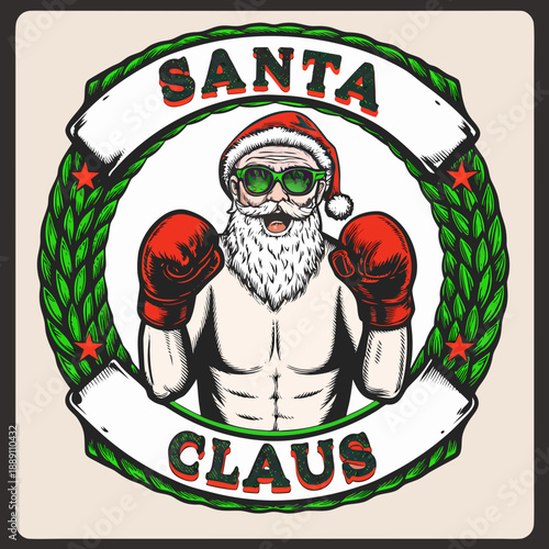 Santa claus as a boxer a humorous holiday illustration