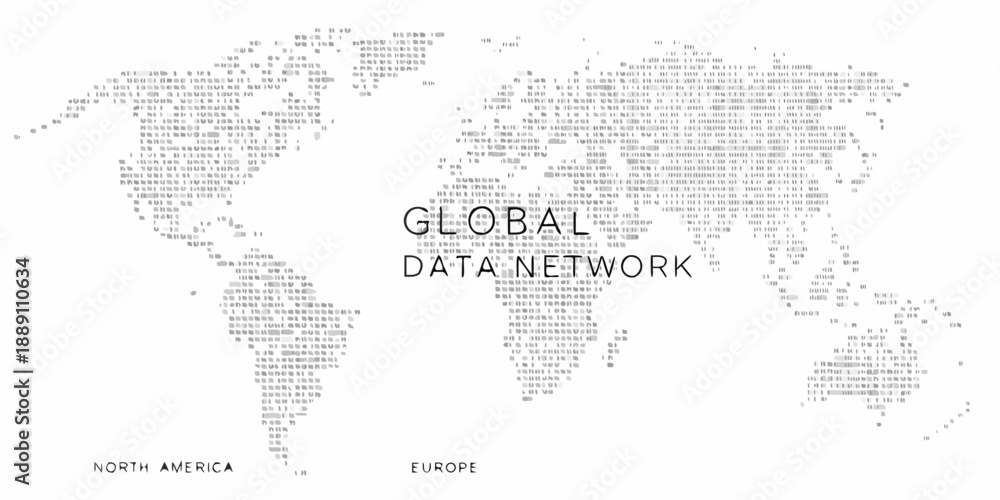 Fototapeta premium World map composed of dots with global data network text overlay