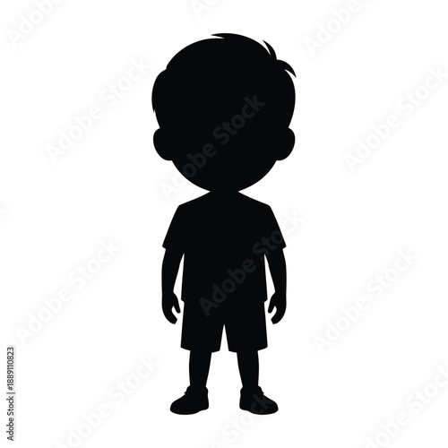Black silhouette of a boy standing shorts
