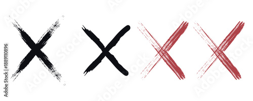 set of Hand drawn x marks. Set of grunge x sign. x cross.