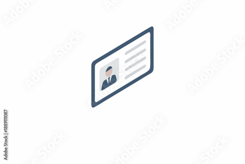 Isometric illustration of an identification card with a portrait