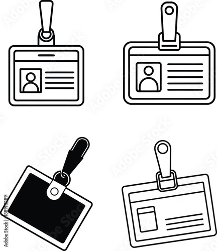 Identification card badge icons collection for corporate security and personal identity access management system identification