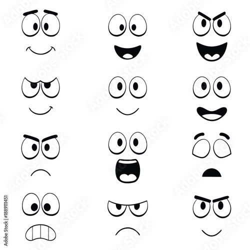 Animated cartoon faces show diverse emotions, creating a unique and engaging collection