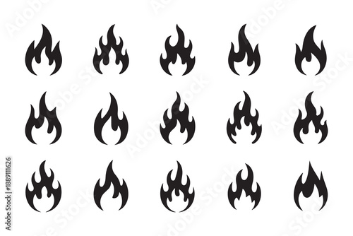 Various fire flame icon set for mobile application interface and brand identity design elements