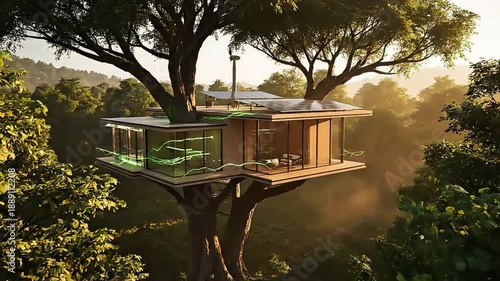 Futuristic Eco Treehouse Symbol of Green Future