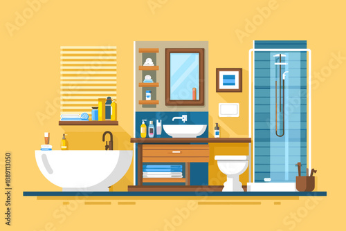 Stylish Bathroom Interior Design with Modern Fixtures and Accessories