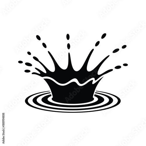 Black liquid splash with ripples vector illustration