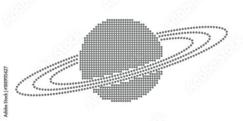 planet with rings isolated retro halftone