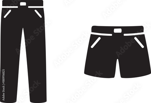 A collection of black silhouette icons representing various articles of clothing and accessories