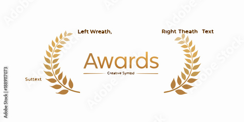 Golden laurel wreaths framing the word awards with decorative text