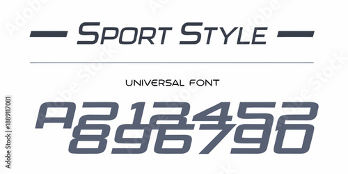 Sport style typography with numbers and universal font display