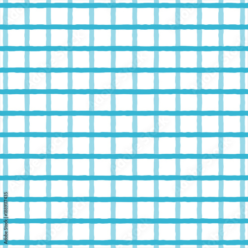 Blue Gingham seamless pattern. watercolor stripes, tartan texture for spring picnic table cloth, shirts, plaid, clothes, dresses, blankets, paper. vector checkered summer paint brush strokes.eps 10
