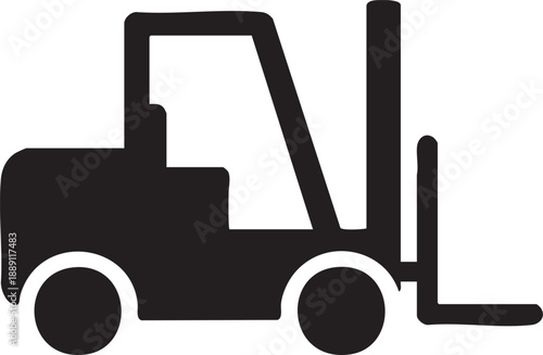 Vector icon forklift four styles black solid glyph outline minimal flat multicolor filled cartoon flat shaded.
