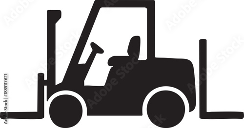 Vector icon forklift four styles black solid glyph outline minimal flat multicolor filled cartoon flat shaded.