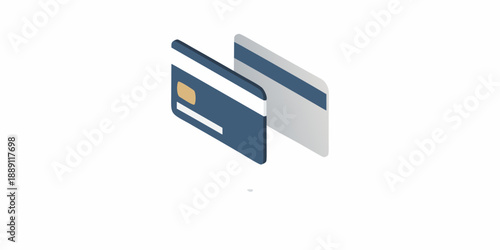 Isometric view of overlapping credit cards showcasing financial technology