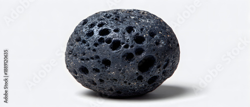 Black rock placed on a plain white background nature minimal still life
