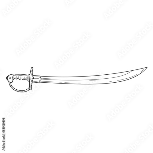 Vector illustration icon a cutlass sword with a curved blade and a decorative hilt