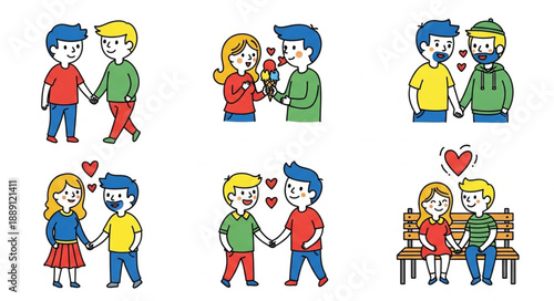 Diverse Couples Holding Hands and Expressing Affection.