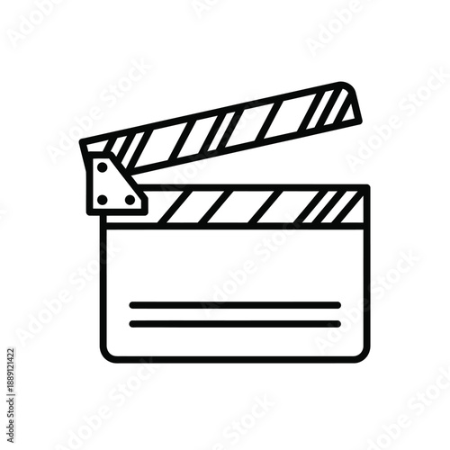Vector illustration icon a black and white clapper board icon for film and video production
