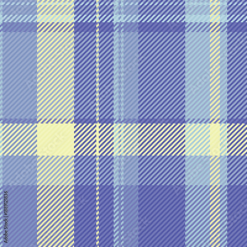 Coloured texture vector background, geometry check textile seamless. Manufacturing tartan fabric pattern plaid in blue and light colors.