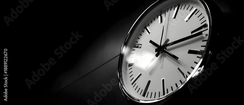 Wallpaper Mural White analog clock with black hands on a plain white background showing the time of ten ten minimal office still life Torontodigital.ca