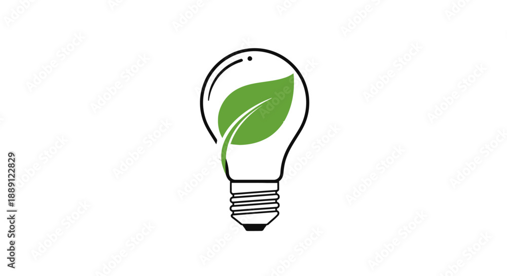Obraz premium Eco-friendly light bulb with green leaf inside.