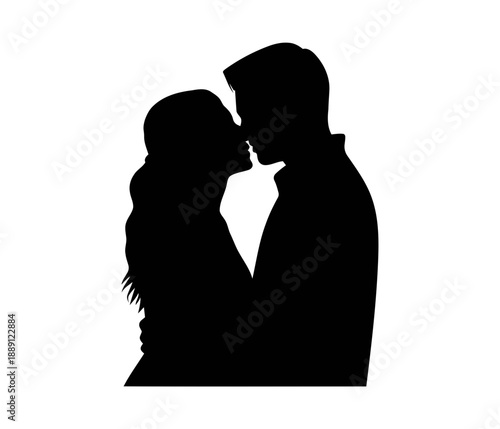 Romantic couple kissing silhouette vector illustration. silhouette of couple kissing