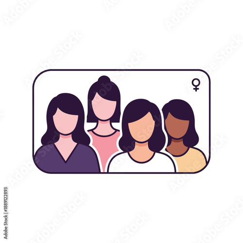 Women's Day vector clipart with diverse women illustration for empowerment and equality designs