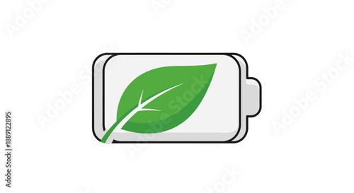 Green energy battery icon symbolizing eco-friendly power.