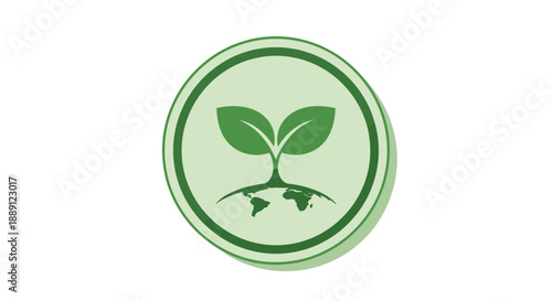 Green sprouting seedling icon with leaves and roots.