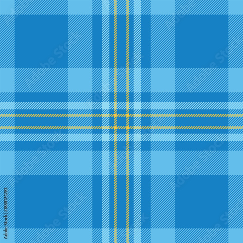 Mosaic vector tartan check, site background texture plaid. Ragged fabric pattern textile seamless in cyan and amber colors.