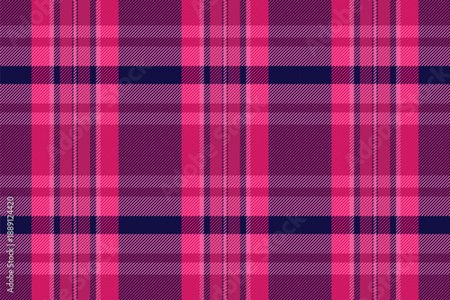 Gingham tartan vector fabric, luxury check seamless plaid. Blank textile texture pattern background in pink and dark colors.