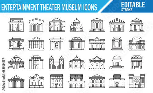 Entertainment venue line art graphics.