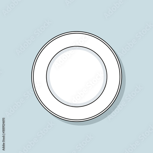 White Plate on Light Blue Background