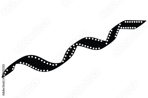 film strip PNG. Roll of retro film strip. Photographic film in retro style. Curved film strip