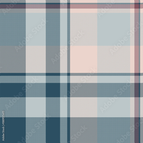 Rich vector fabric texture, checked check textile tartan. Loft plaid seamless background pattern in sky gray and cyan colors.