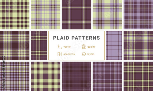 Elegant pale lime green and deep burgundy plaid pattern with a timeless tartan design. Seamless texture ideal for sophisticated apparel, stylish home decor, and digital backgrounds.