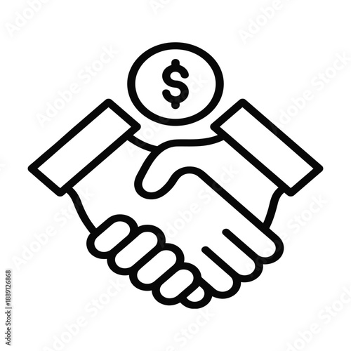 Handshake business deal icon partnership success finance money investment agreement transaction vector graphic