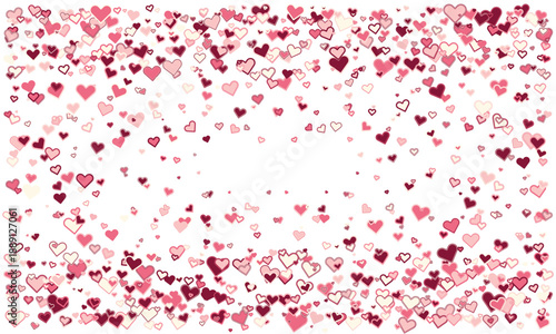 Festive confetti of pink and red hearts creates a romantic, celebratory background perfect for Valentines Day, wedding invitations, or any project needing a touch of love and joy.