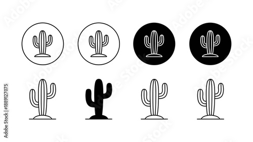 A collection of diverse cactus icons and illustrations for desert and nature themes