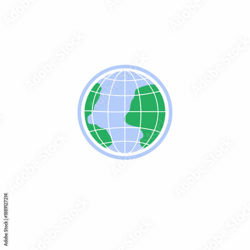 Stylized illustration of a globe with green landmasses and blue oceans