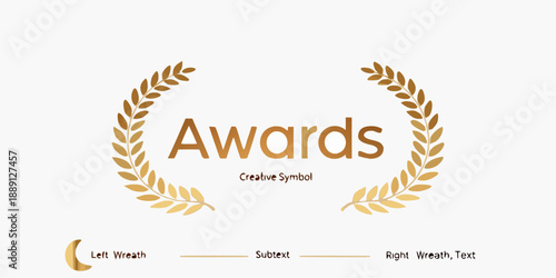 Golden laurel wreath design surrounding the word awards with text below